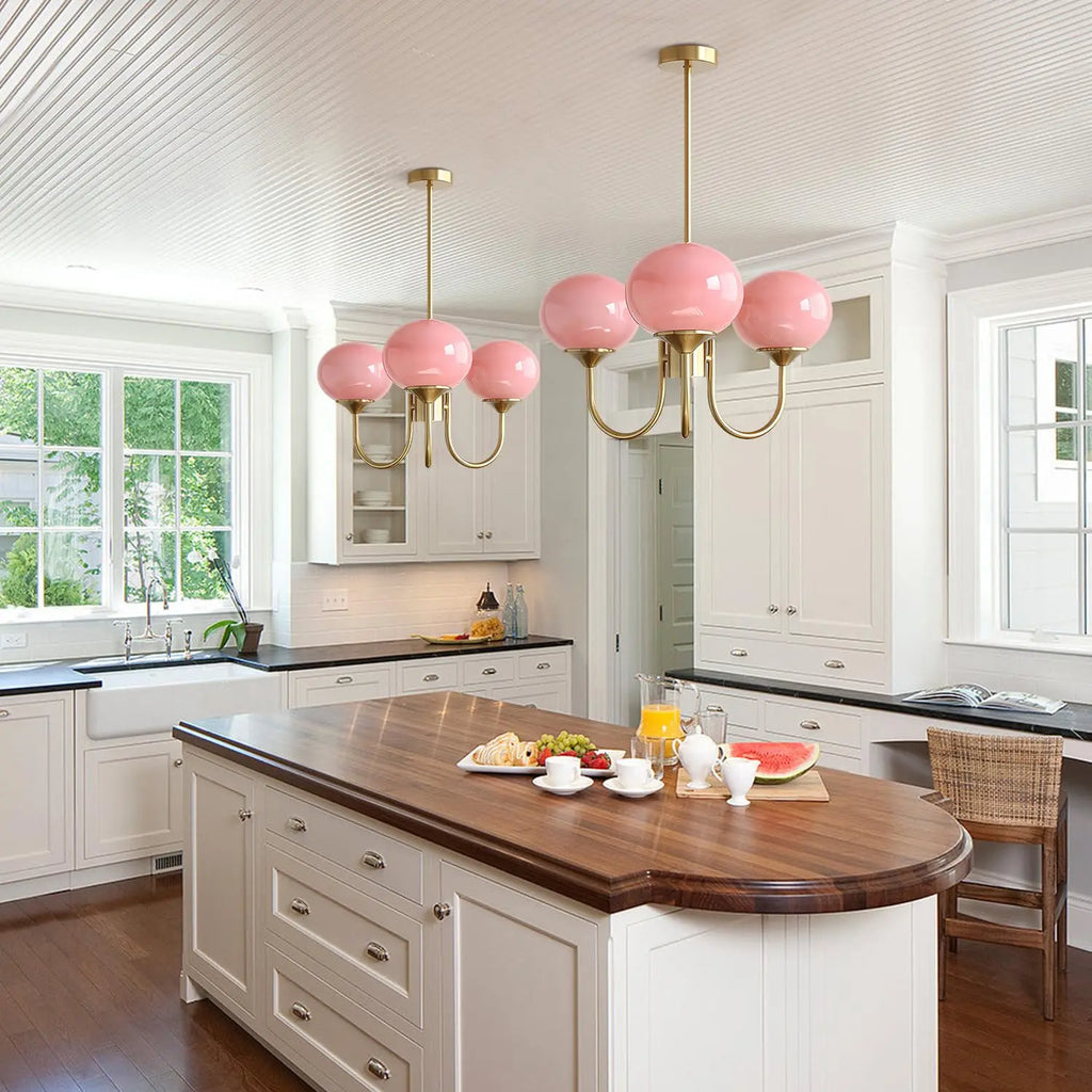 Bauhaus pink Living Room Chandelier Cozy Bedroom Master Bedroom Lamp French Vintage Glass Chandelier