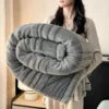 Western Style Polyester Fiber Blanket Winter Luxury Designer Comfort Decor Custom Rabbit Faux Fur Flannel Queen Size Blanket