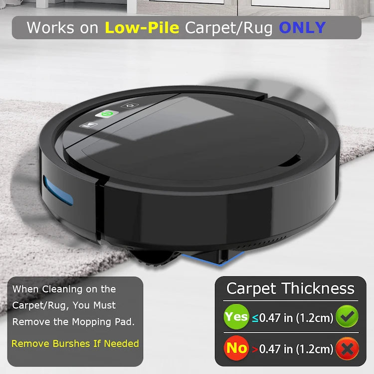 Rechargeable Automatic Smart Robot 2500Pa Vacuum Cleaner Suction E118HW Robot Vacuum Cleaner With Mopping Function