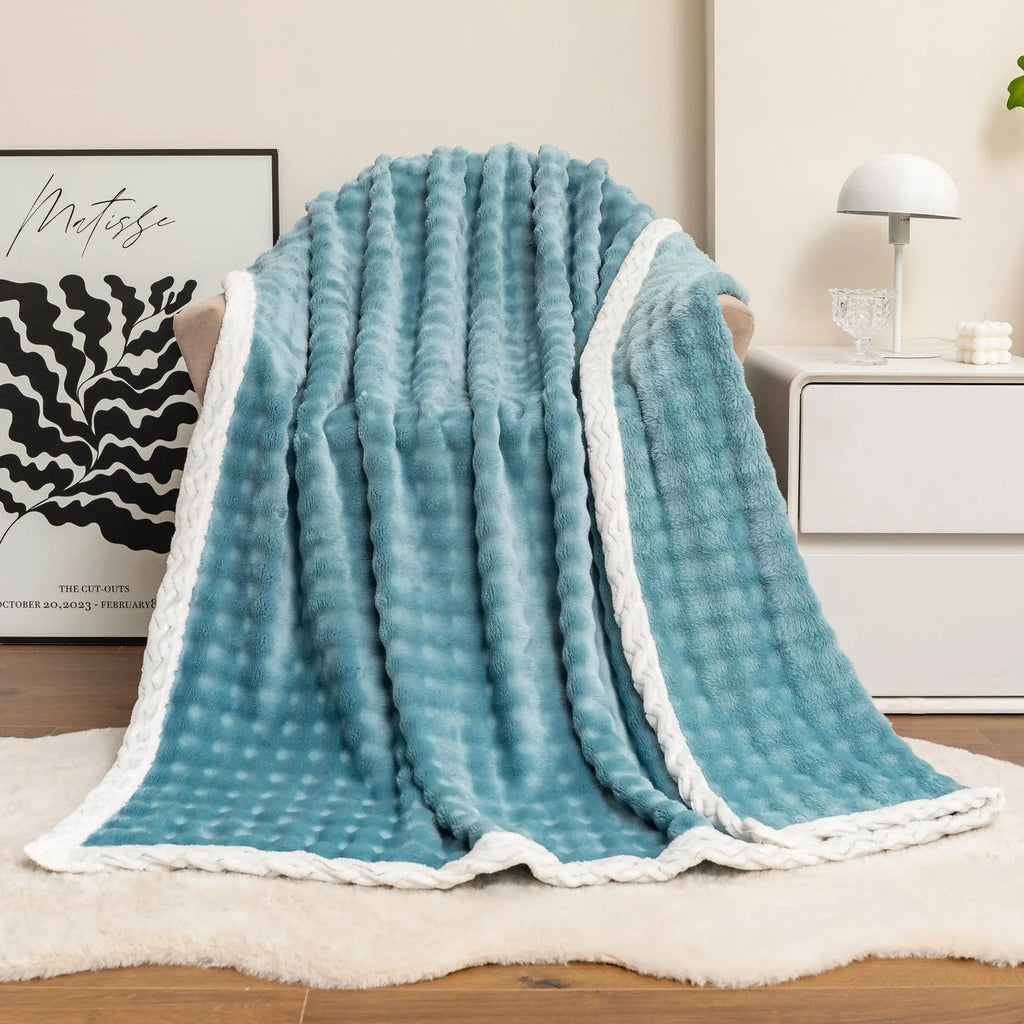 Double Layer  Thickened Cover Wholesale Woven Throw Blanket Polyester Blanket for Bed Cover