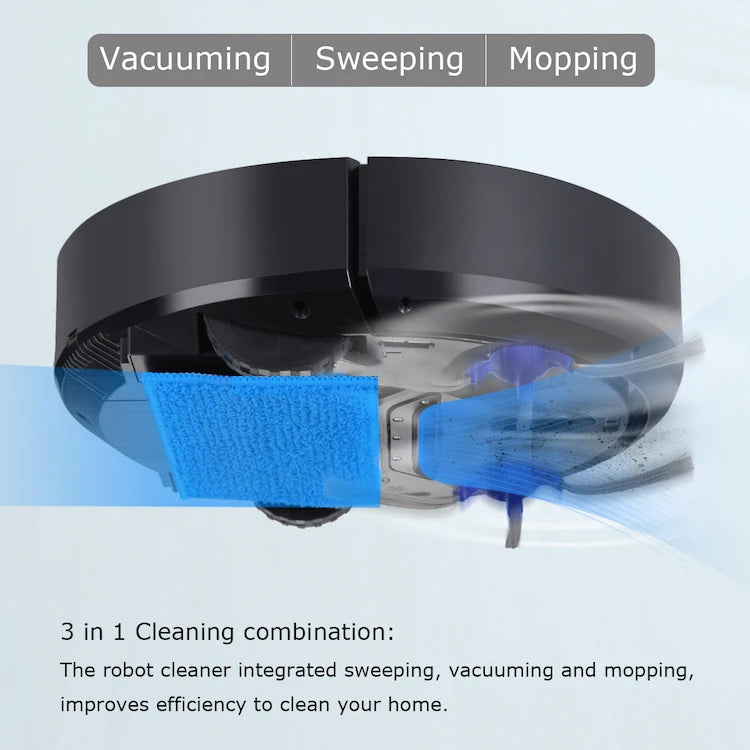 Rechargeable Automatic Smart Robot 2500Pa Vacuum Cleaner Suction E118HW Robot Vacuum Cleaner With Mopping Function
