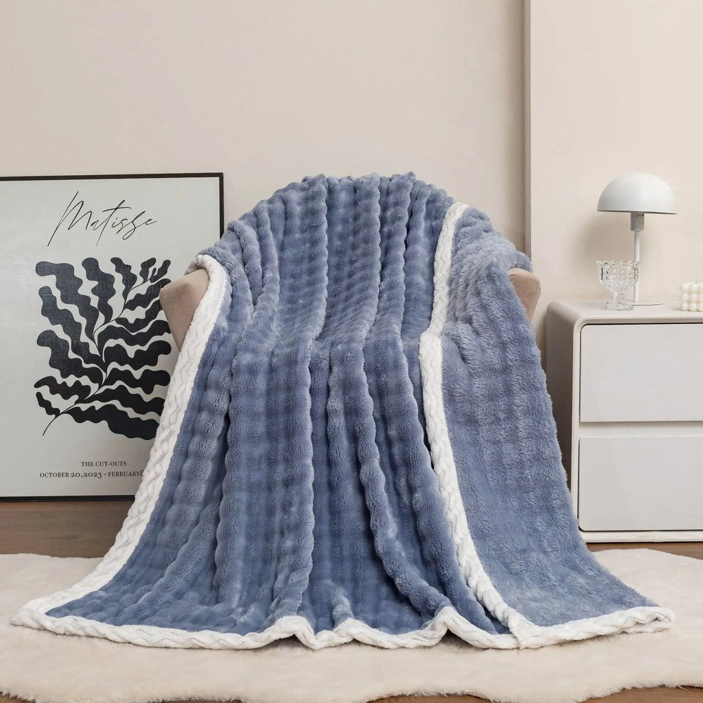 Double Layer  Thickened Cover Wholesale Woven Throw Blanket Polyester Blanket for Bed Cover