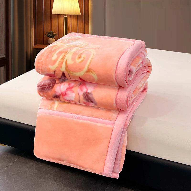2026 New American Style Double Thickened Home Use Winter Warmth Raschel Blanket