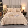 Cross-border Winter Solid Knitted Bubble Velvet Thickened Fleece Warm Imitation Rabbit Plush Double Siesta Casual Blanket