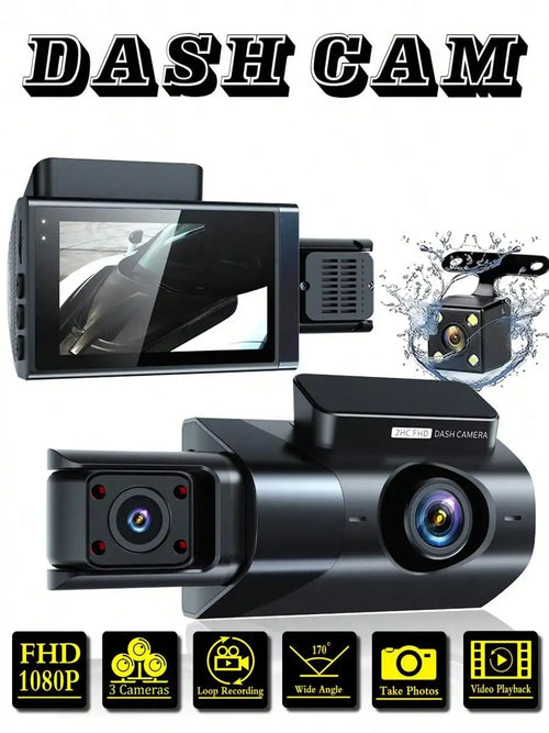 2024 Hot Sale 2 Inch IPS Screen 1080P HD Triple Lens Car Black Box Dashcam Camera with Wifi Car Camera 360 Parking Car Cam