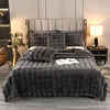 Cross-border Winter Solid Knitted Bubble Velvet Thickened Fleece Warm Imitation Rabbit Plush Double Siesta Casual Blanket
