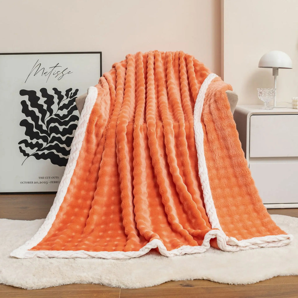 Double Layer  Thickened Cover Wholesale Woven Throw Blanket Polyester Blanket for Bed Cover