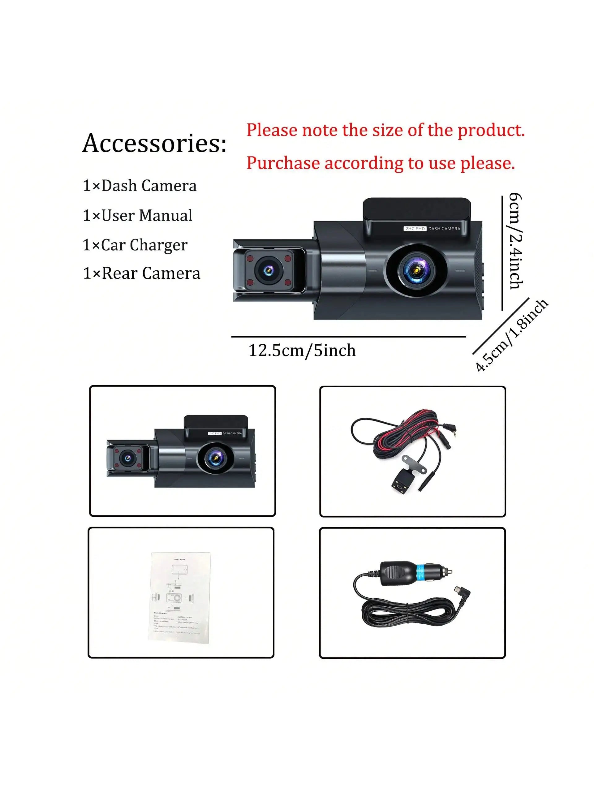 2024 Hot Sale 2 Inch IPS Screen 1080P HD Triple Lens Car Black Box Dashcam Camera with Wifi Car Camera 360 Parking Car Cam