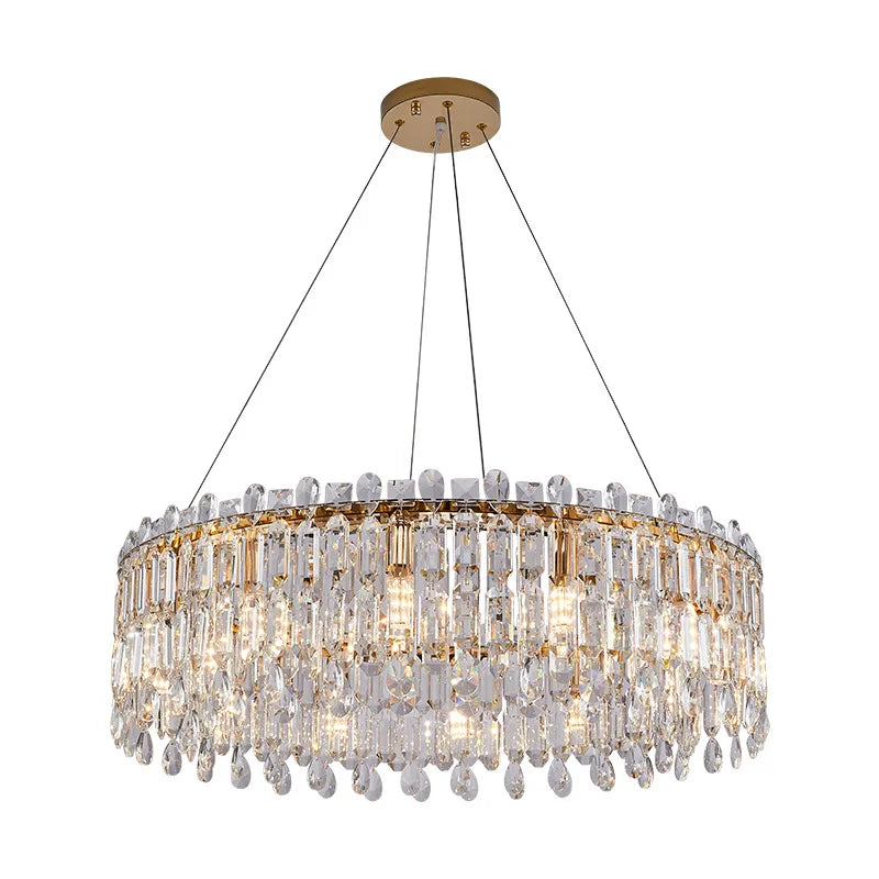 Luxury Modern Round Crystal Classic Wedding Villa Dining Led Chandelier Light for Livingroom Hotel Bedroom Pendant Lamp