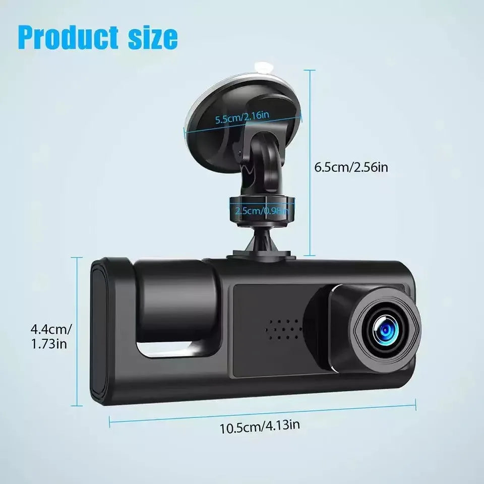 Car Camera 1080p Hd Full Screen Wifi Car Black Box  Three Lens Dvr Driving Recorder