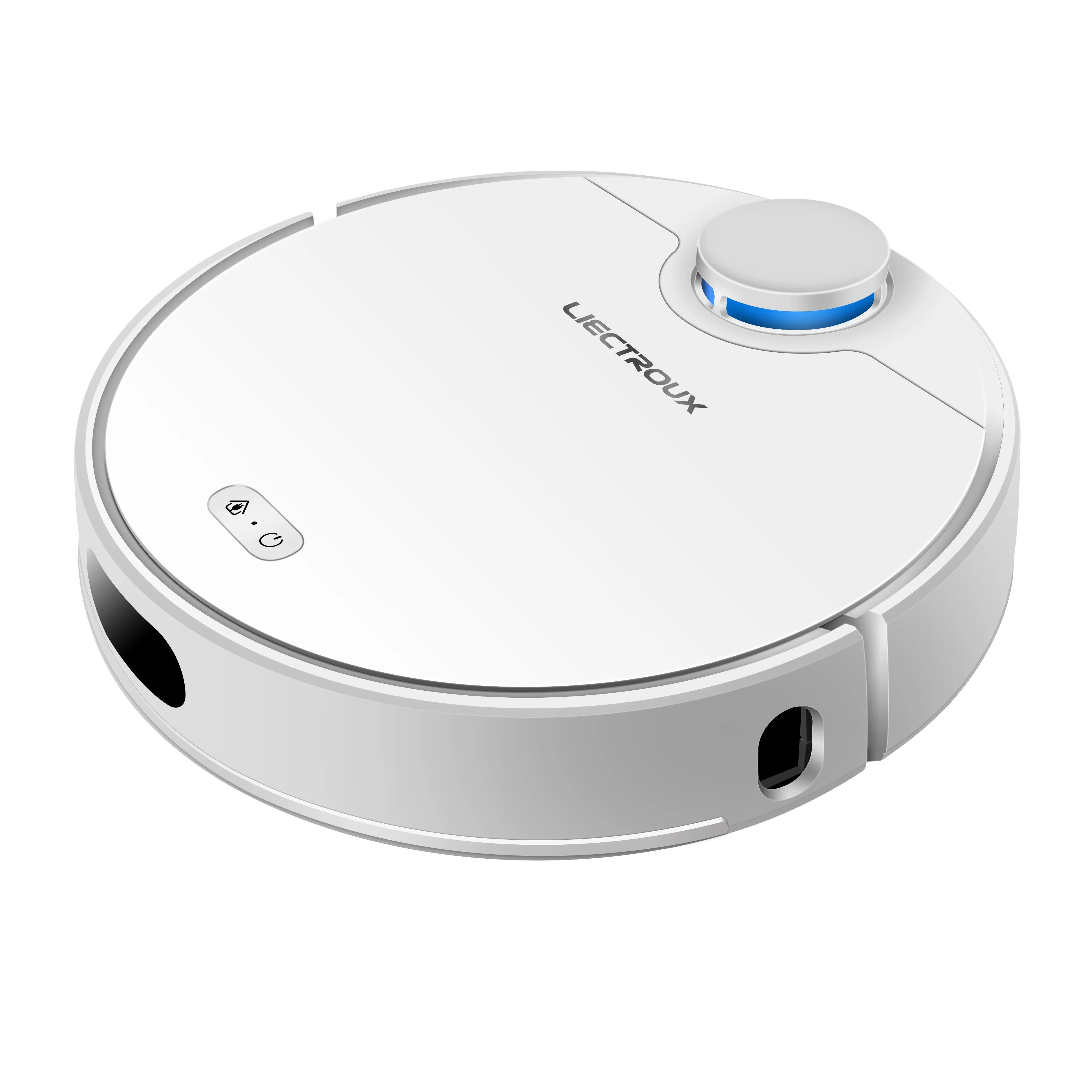 LIECTROUX ZK901 Laser Robot Vacuum Lidar & SLAM Dual Location Wifi APP Control Smart Electric-Controlled Water Tank White