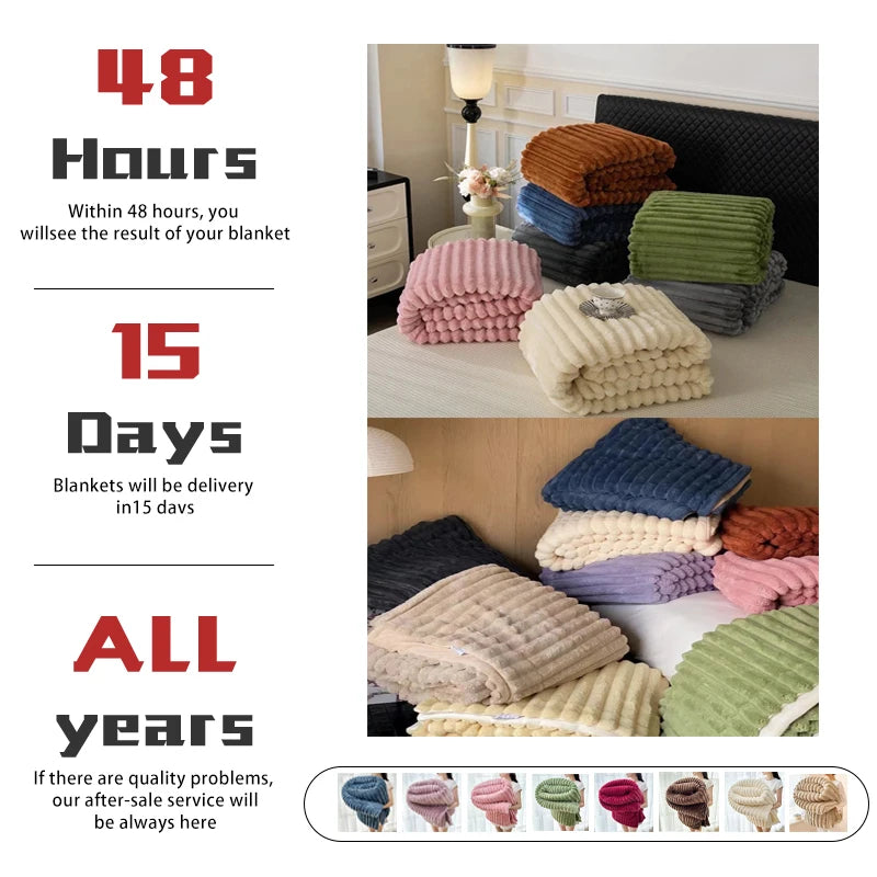 Polyester Winter Blanket Super Soft Fluffy Plush Faux Fur Throw Blanket Skin-Friendly Comforter Design for Bedding & Gift Home