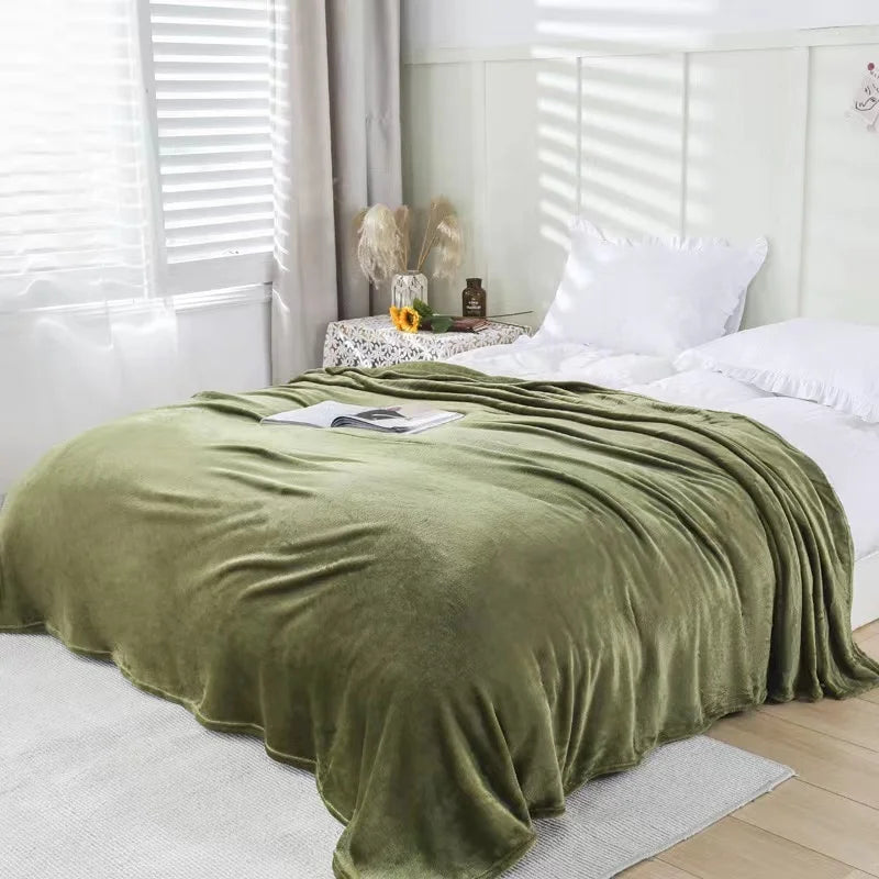 Mexican Blanket Wholesale MOQ 10 Pieces Double-sided Polyester Flannel Plain Solid Soft Plush Warm Four Seasons Winter Bedding