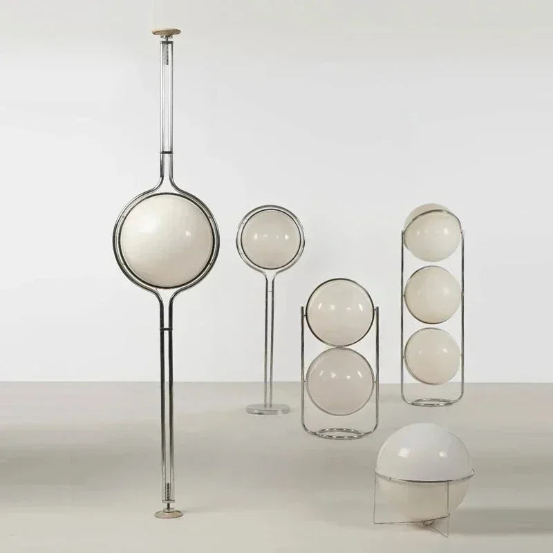 2026 Creative Floor Lamp Chrome Metal White Acrylic Ball Lights LED Modern Art Lighting Living Study Room Home Decor Desk Lamp