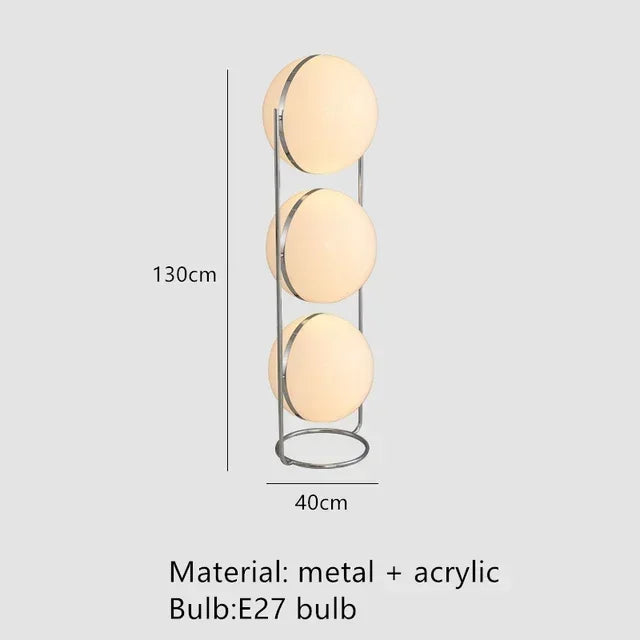 2026 Creative Floor Lamp Chrome Metal White Acrylic Ball Lights LED Modern Art Lighting Living Study Room Home Decor Desk Lamp