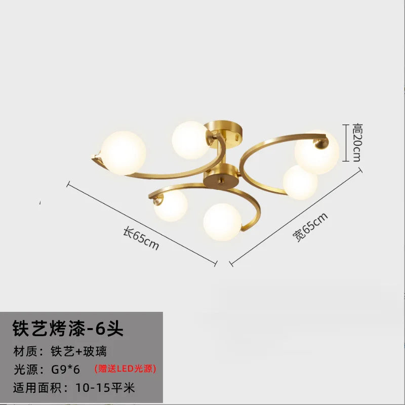 Nordic Designer Glass Led Ceiling Lamp for Living Dining Room Bedroom Living Room Indoor Lighting Home Decor Light Fixture