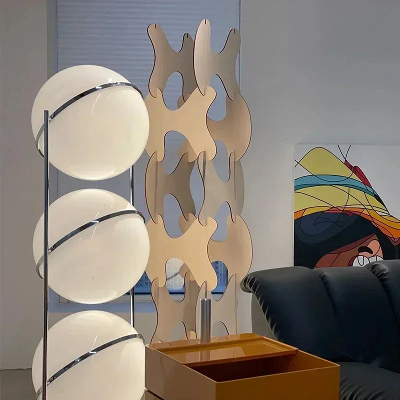 2026 Creative Floor Lamp Chrome Metal White Acrylic Ball Lights LED Modern Art Lighting Living Study Room Home Decor Desk Lamp