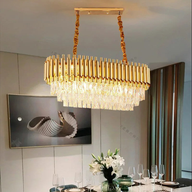 Nordic Luxury Crystal Chandelier Round Pendant Light LED for Living Room Hotel Lobby Hallway Modern Home Decor Hanging Lamp