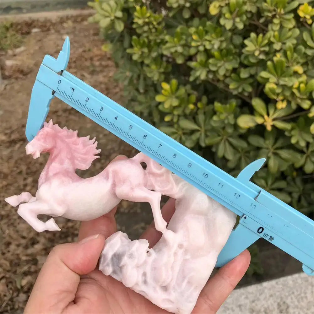 Pink Opal Horse Carving Statue Crystal Healing Animal Figurine Reiki Home Decor Gift Stone Craft 1pcs