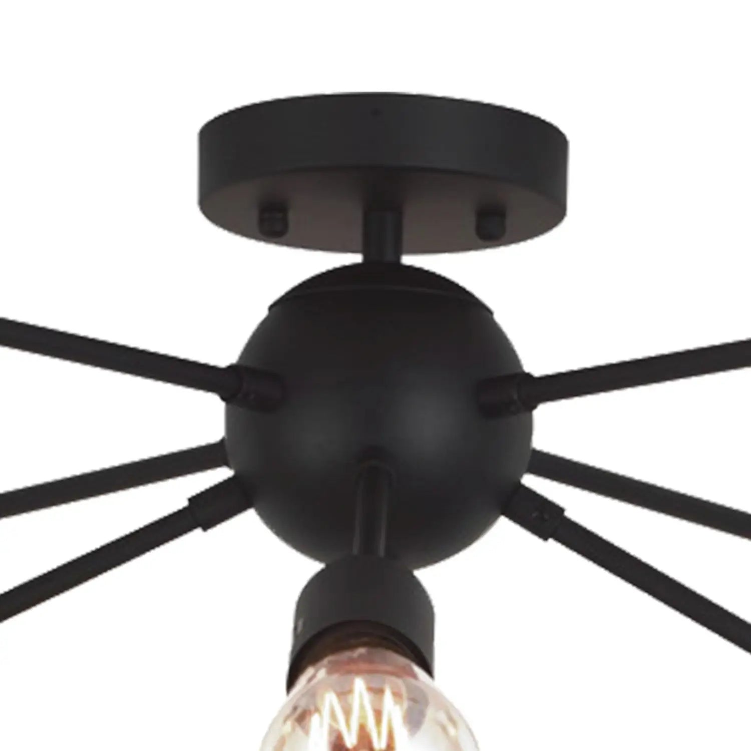 Modern 8-Light Sputnik Chandelier Black Semi-Flush Mount Ceiling Lighting Industrial Vintage Mid-Century Starburst Style Lamp