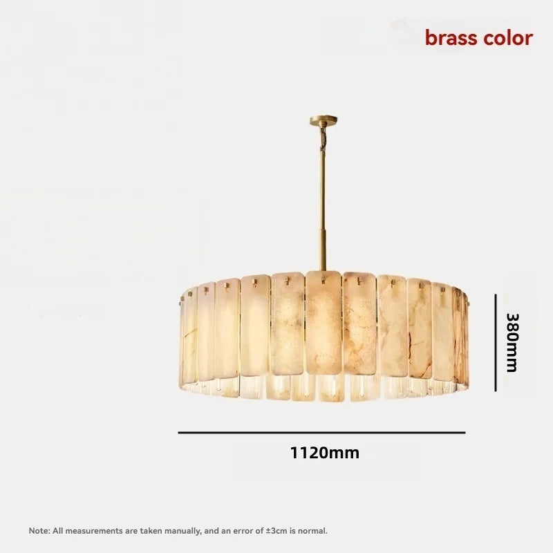 Round Marble Texture Hanging Lamp With Alabaster Finish Modern Chandelier For Living Room And Bedroom And Home Decor