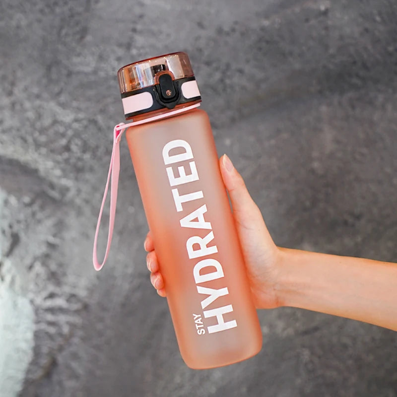 1pc 1000ml Large Capacity Transparent Plastic Water Bottle with Cap and Handle, Multiple Colors Available, Suitable for Outdoor