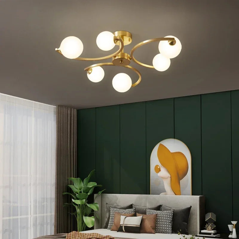 Nordic Designer Glass Led Ceiling Lamp for Living Dining Room Bedroom Living Room Indoor Lighting Home Decor Light Fixture