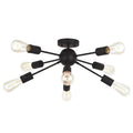 Modern 8-Light Sputnik Chandelier Black Semi-Flush Mount Ceiling Lighting Industrial Vintage Mid-Century Starburst Style Lamp