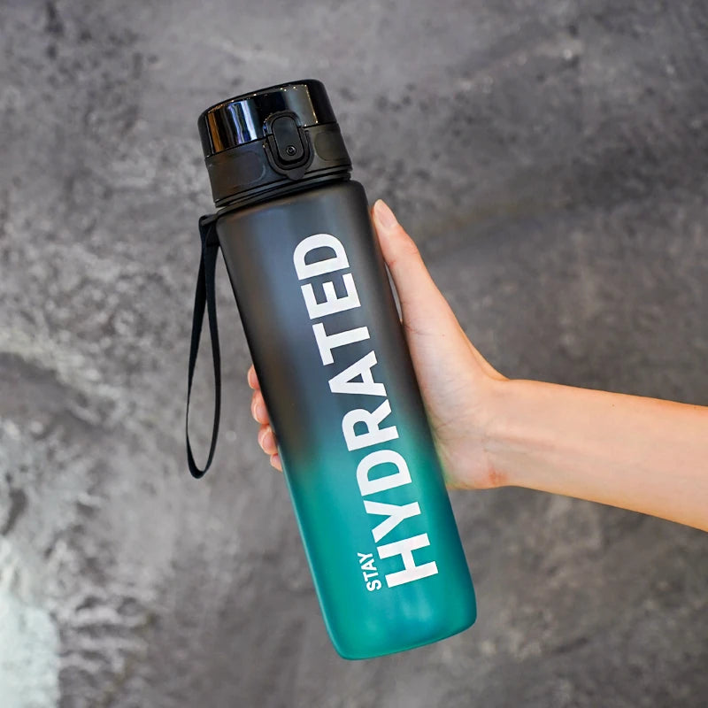 1pc 1000ml Large Capacity Transparent Plastic Water Bottle with Cap and Handle, Multiple Colors Available, Suitable for Outdoor