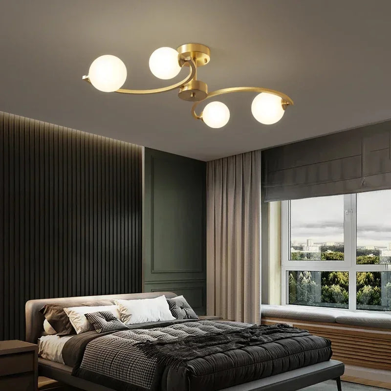 Nordic Designer Glass Led Ceiling Lamp for Living Dining Room Bedroom Living Room Indoor Lighting Home Decor Light Fixture