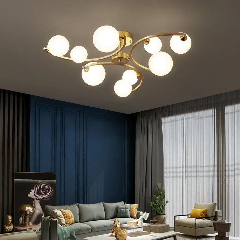 Nordic Designer Glass Led Ceiling Lamp for Living Dining Room Bedroom Living Room Indoor Lighting Home Decor Light Fixture