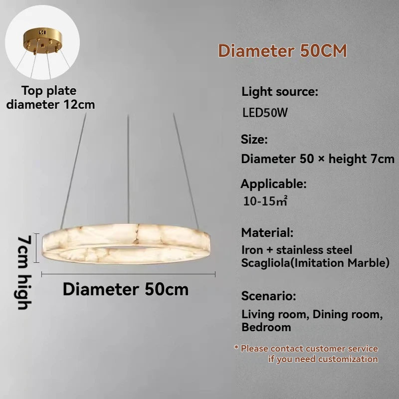 Modern Faux Alabaster Pendant Light for Living Room Villa Kitchen Table Creative LED Imitation Marble Chandelier Home Decor