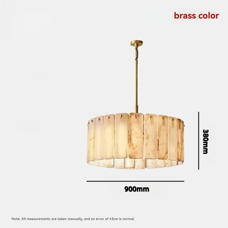 Round Marble Texture Hanging Lamp With Alabaster Finish Modern Chandelier For Living Room And Bedroom And Home Decor