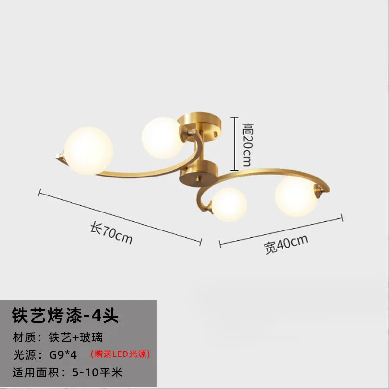 Nordic Designer Glass Led Ceiling Lamp for Living Dining Room Bedroom Living Room Indoor Lighting Home Decor Light Fixture