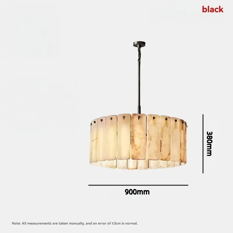 Round Marble Texture Hanging Lamp With Alabaster Finish Modern Chandelier For Living Room And Bedroom And Home Decor