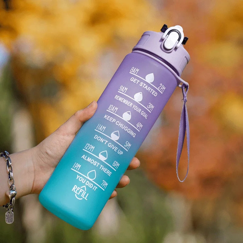 2 Liter Water Bottle with Straw Female Girls Large Portable Travel Bottles Sports Fitness Cup Summer Cold Water with Time Scale