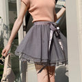 Korean Fashion Sweet Mini Skirts Women Lace Patchwork A-line Elastic High Waist Mesh Skirt with Shorts Faldas Ajustadas Dropship