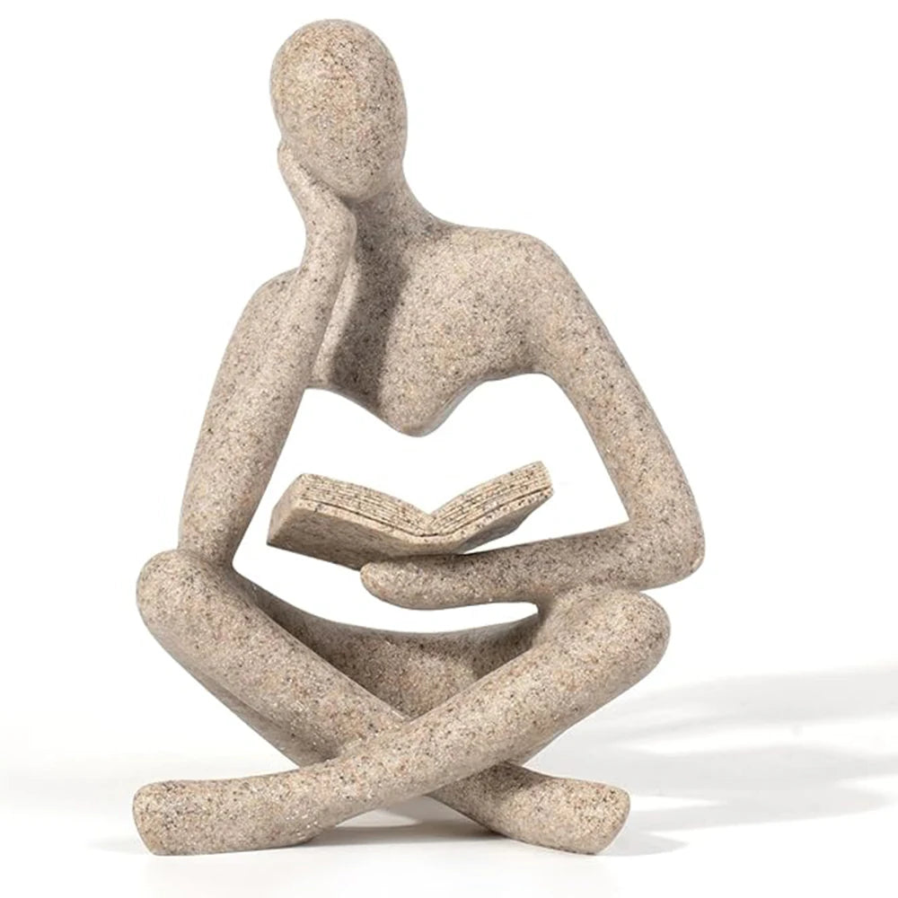 Bookshelf Decor Home Decor - Person Who is Thinking Abstract Thinker Sculpture Figurine Statue Resin Modern Reading Decoration