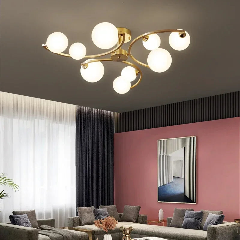 Nordic Designer Glass Led Ceiling Lamp for Living Dining Room Bedroom Living Room Indoor Lighting Home Decor Light Fixture