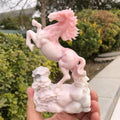 Pink Opal Horse Carving Statue Crystal Healing Animal Figurine Reiki Home Decor Gift Stone Craft 1pcs