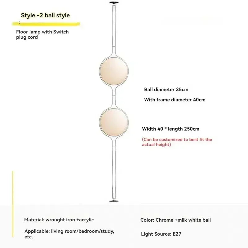 2026 Creative Floor Lamp Chrome Metal White Acrylic Ball Lights LED Modern Art Lighting Living Study Room Home Decor Desk Lamp