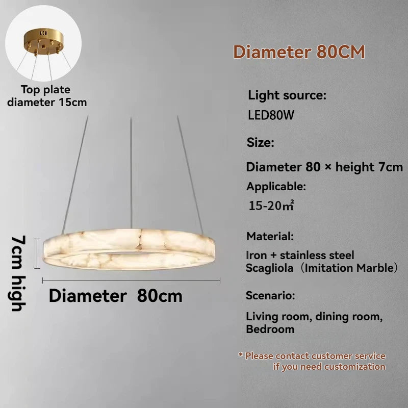 Modern Faux Alabaster Pendant Light for Living Room Villa Kitchen Table Creative LED Imitation Marble Chandelier Home Decor