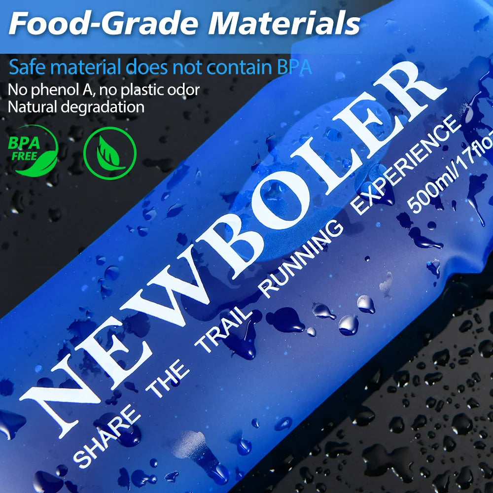 NEWBOLER 150ml 250ml 500ml Water Bottle TPU Folding Soft Flask Outdoor Sport Water Bag Collapsible Water Bottle Running Camping