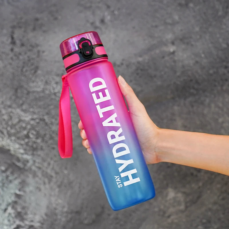 1pc 1000ml Large Capacity Transparent Plastic Water Bottle with Cap and Handle, Multiple Colors Available, Suitable for Outdoor