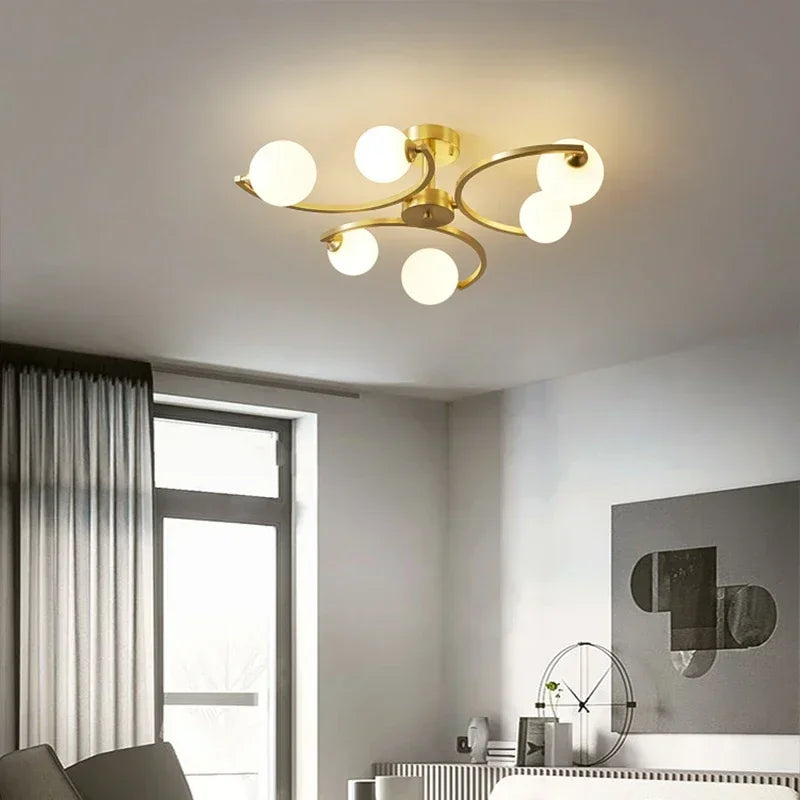 Nordic Designer Glass Led Ceiling Lamp for Living Dining Room Bedroom Living Room Indoor Lighting Home Decor Light Fixture