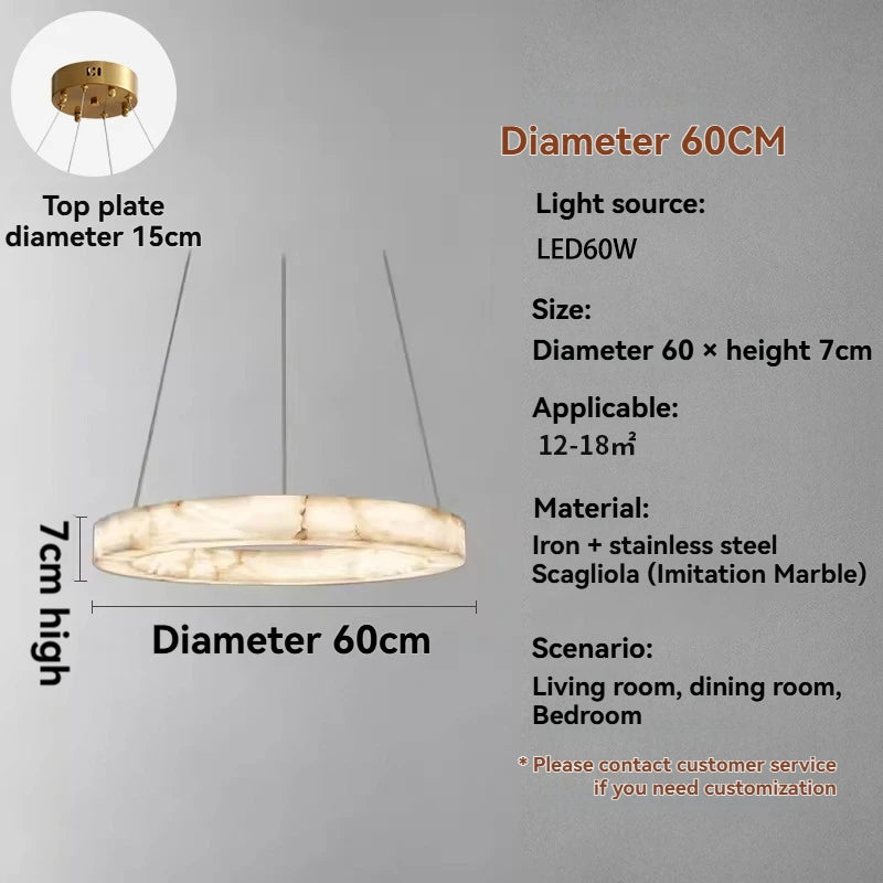 Modern Faux Alabaster Pendant Light for Living Room Villa Kitchen Table Creative LED Imitation Marble Chandelier Home Decor