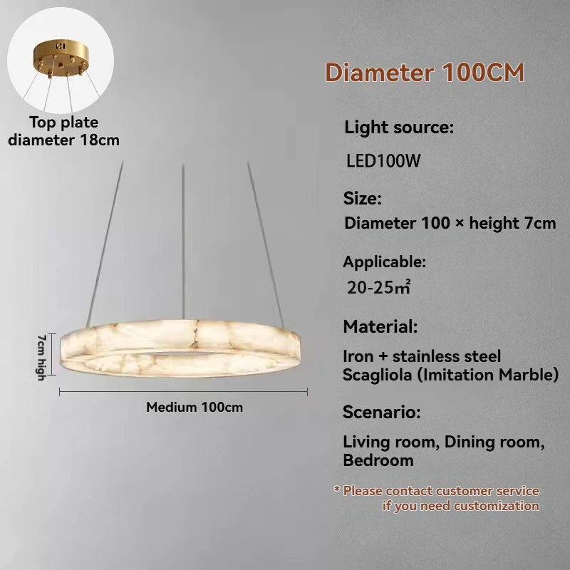 Modern Faux Alabaster Pendant Light for Living Room Villa Kitchen Table Creative LED Imitation Marble Chandelier Home Decor