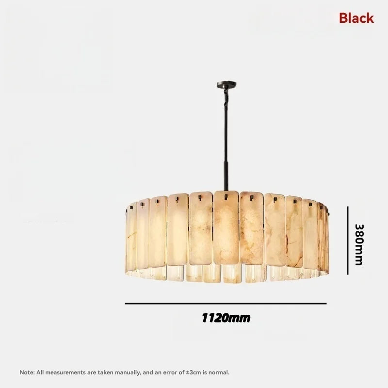 Round Marble Texture Hanging Lamp With Alabaster Finish Modern Chandelier For Living Room And Bedroom And Home Decor