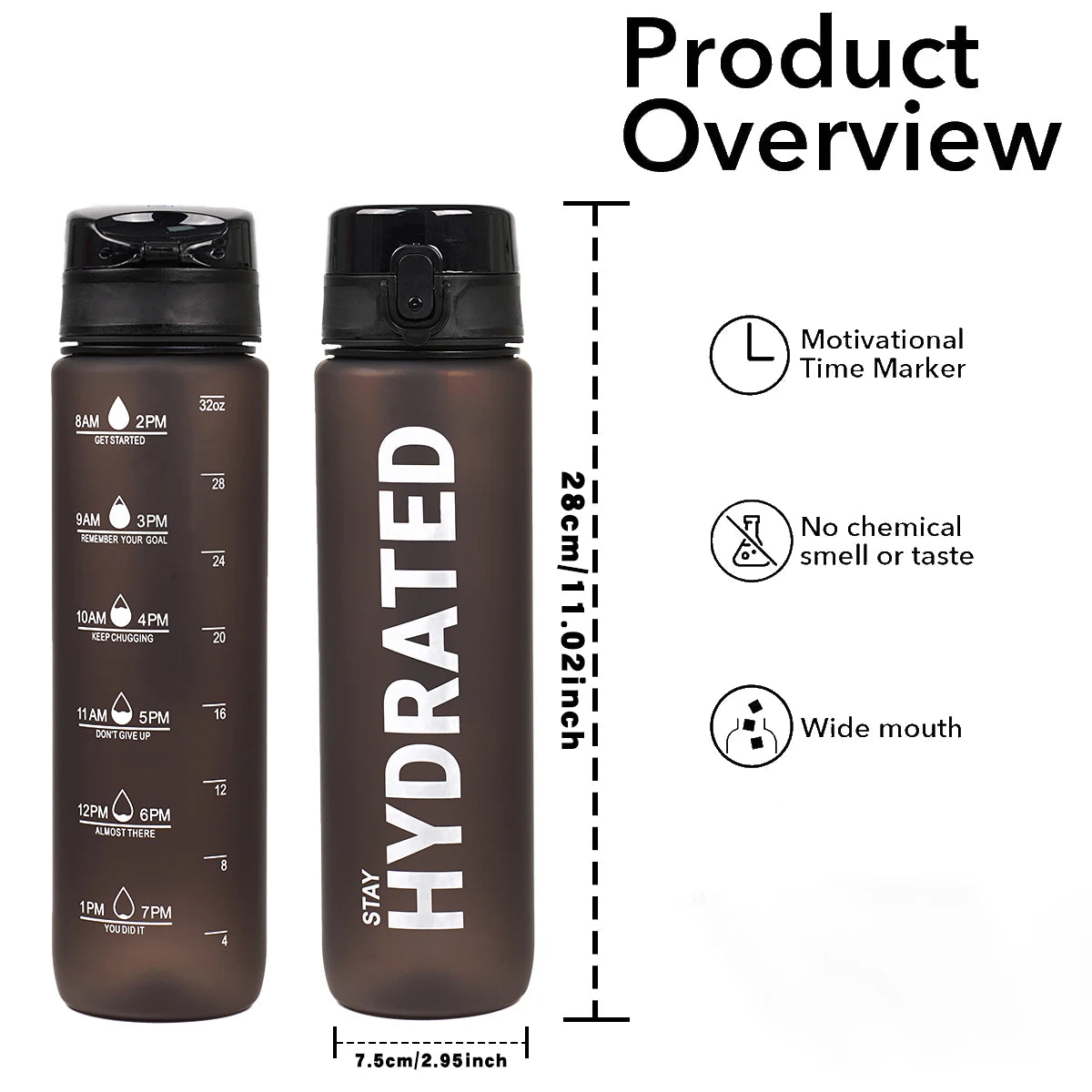 1pc 1000ml Large Capacity Transparent Plastic Water Bottle with Cap and Handle, Multiple Colors Available, Suitable for Outdoor