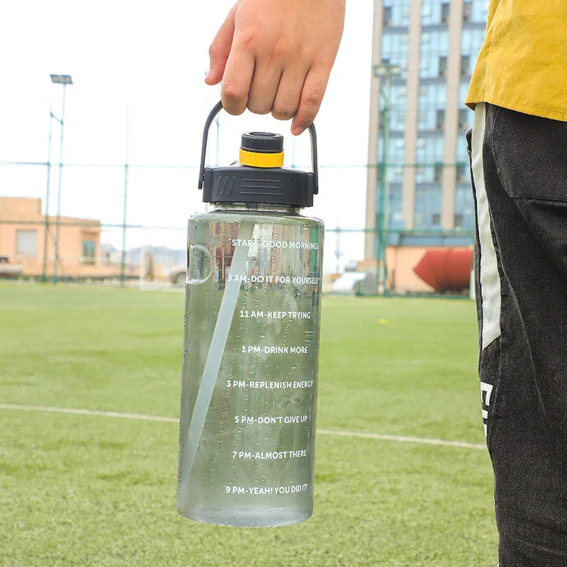 3 Liter Water Bottle with Straw 2L 1L Large Big Motivational  BPA Free School gym Sports Drinking Bottle